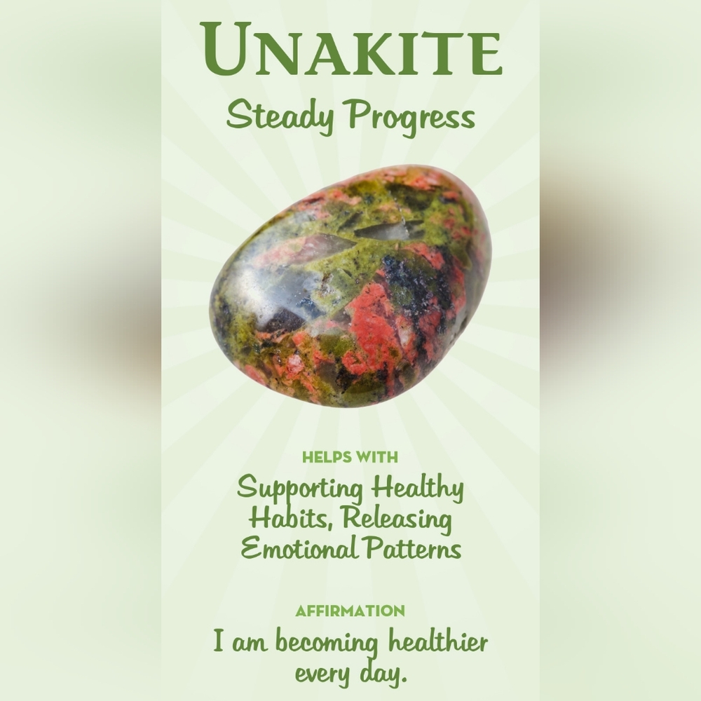 Large Unakite Crystal Palm Stone - Picture 5 of 5